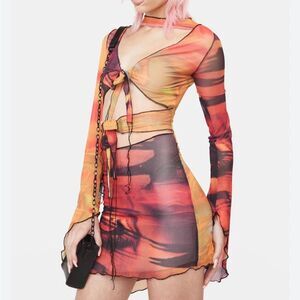 Jaded London Bold Multicolor Cutout Dress sz XS